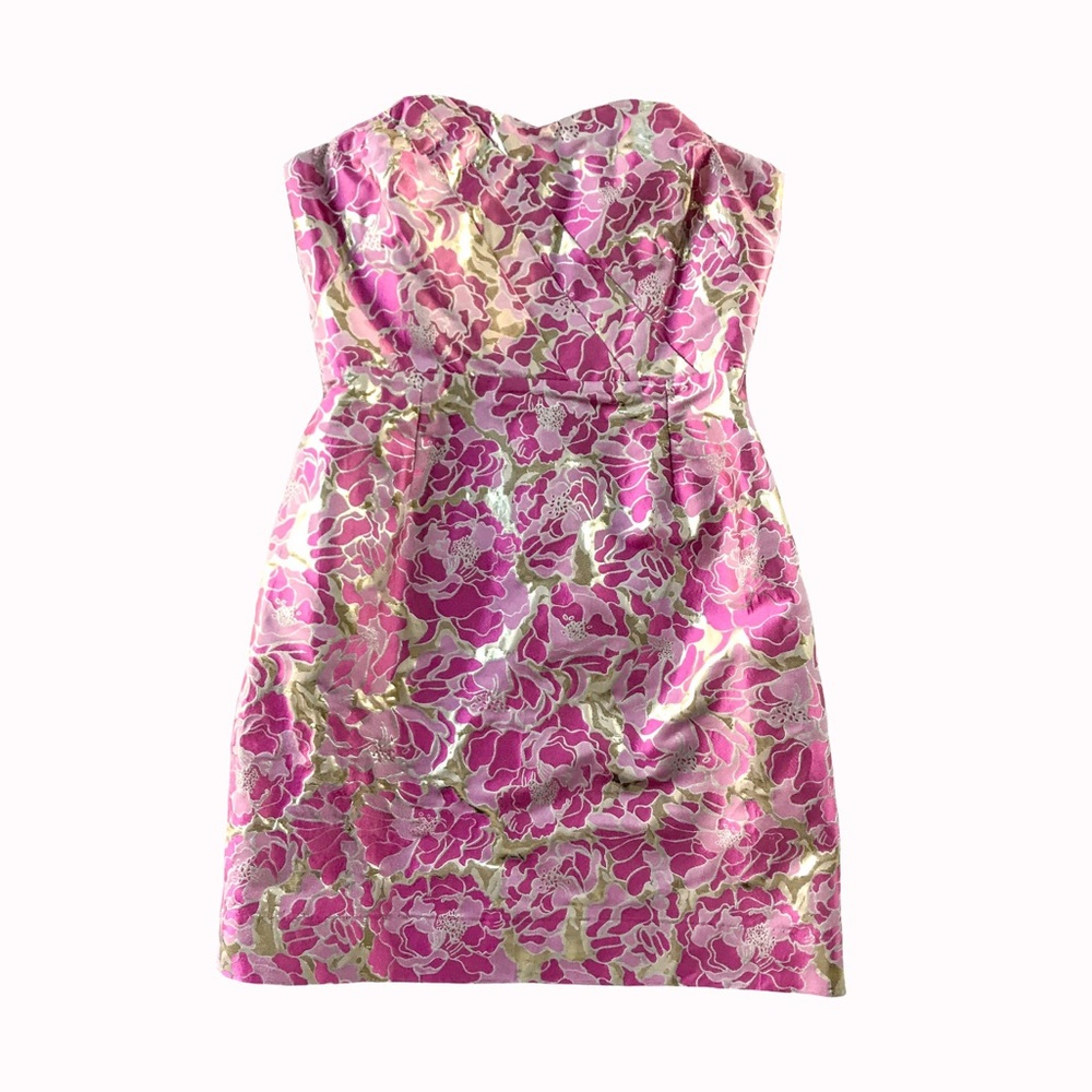 Lilly Pulitzer pink gold metallic dress size 0 EUC